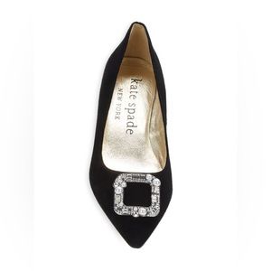 Kate Spade-Embellished Buckle Suede Ballet Flats